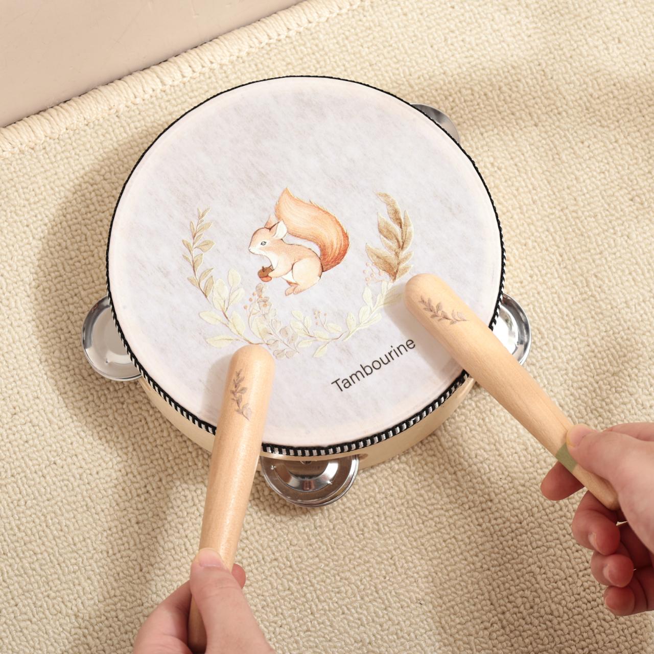 Beliebtes Montessori Holz-Musikinstrument-Set „Eichhörnchen“ – Musikspielzeug für Babys & Kinder | Verschiedene Instrumente, CE-zertifiziert