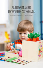Montessori Holz Lernbox – Multifunktionales Steck- & Formenpuzzle für Kinder