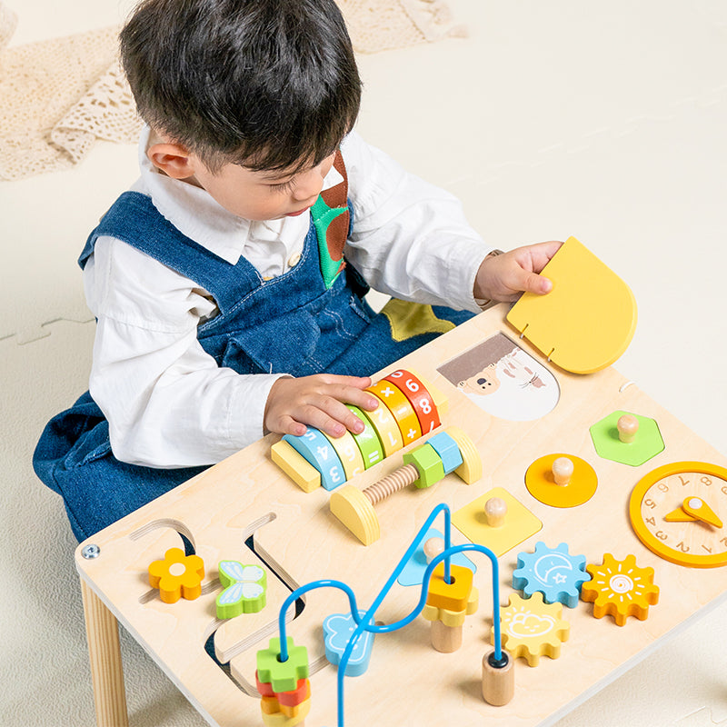 Montessori Beschäftigung Board - Lernspielzeug mit Tisch für Kinder ab 1 Jahr