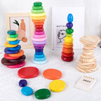 Holz Balance und Stapelsteine Turm - in Regenbogen Farben für Kleinkinder ab 2 Jahre