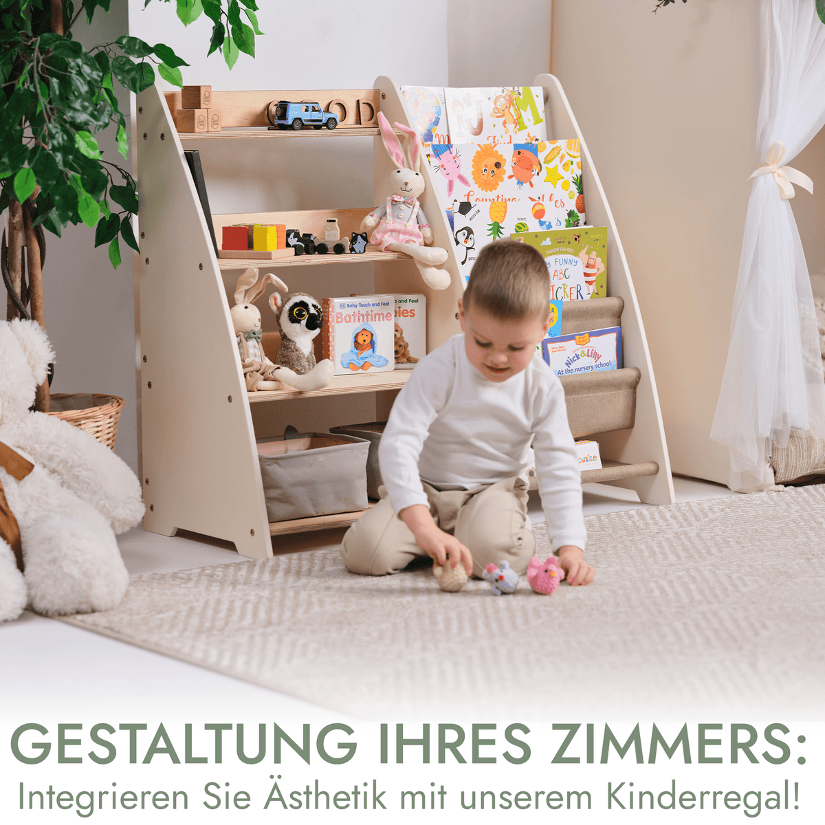 2in1 Montessori-Regal für Kleinkinder – Bücher & Spielzeug