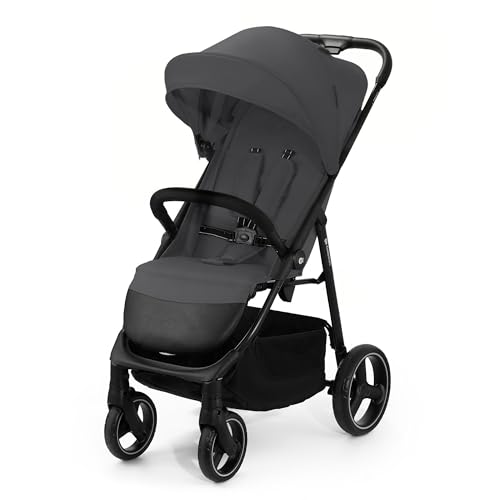 Kinderkraft TRIG 3 Kinderwagen, Kinderbuggy, Liegewagen, Sportwagen, Buggy, Zusammenklappen, Breite und tiefe Sitz, mit Liegeposition, 4 Rad Dämpfung, Große Dach, 5-Punkt-Gurt, bis zu 25 kg, Beige