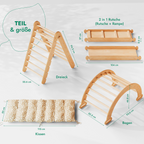4in1 Montessori Klettergerüst Set: Kletterdreieck mit Rutsche, Kletterbogen mit Kissen, für Kinder 1-7 Jahre – Beige