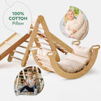 5in1 Montessori Klettergerüst Set: Kletterdreieck mit Rutsche, Kletterbogen, Kletternetz und Kissen, für Kinder 1-7 Jahre – Beige