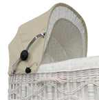 EICHHORN Weidenkorb Kinderwagen, Korb Weiß, Stoff Beige - große Liegefläche, weich gefedert, inklusive Matratze und Regenschutzbezug