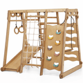 6in1 Indoor-Spielplatz aus Holz für Kinder –  Schaukel, Rutsche, Seil und Treppe