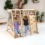 6in1 Indoor-Spielplatz aus Holz für Kinder –  Schaukel, Rutsche, Seil und Treppe