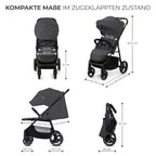 Kinderkraft TRIG 3 Kinderwagen, Kinderbuggy, Liegewagen, Sportwagen, Buggy, Zusammenklappen, Breite und tiefe Sitz, mit Liegeposition, 4 Rad Dämpfung, Große Dach, 5-Punkt-Gurt, bis zu 25 kg, Beige