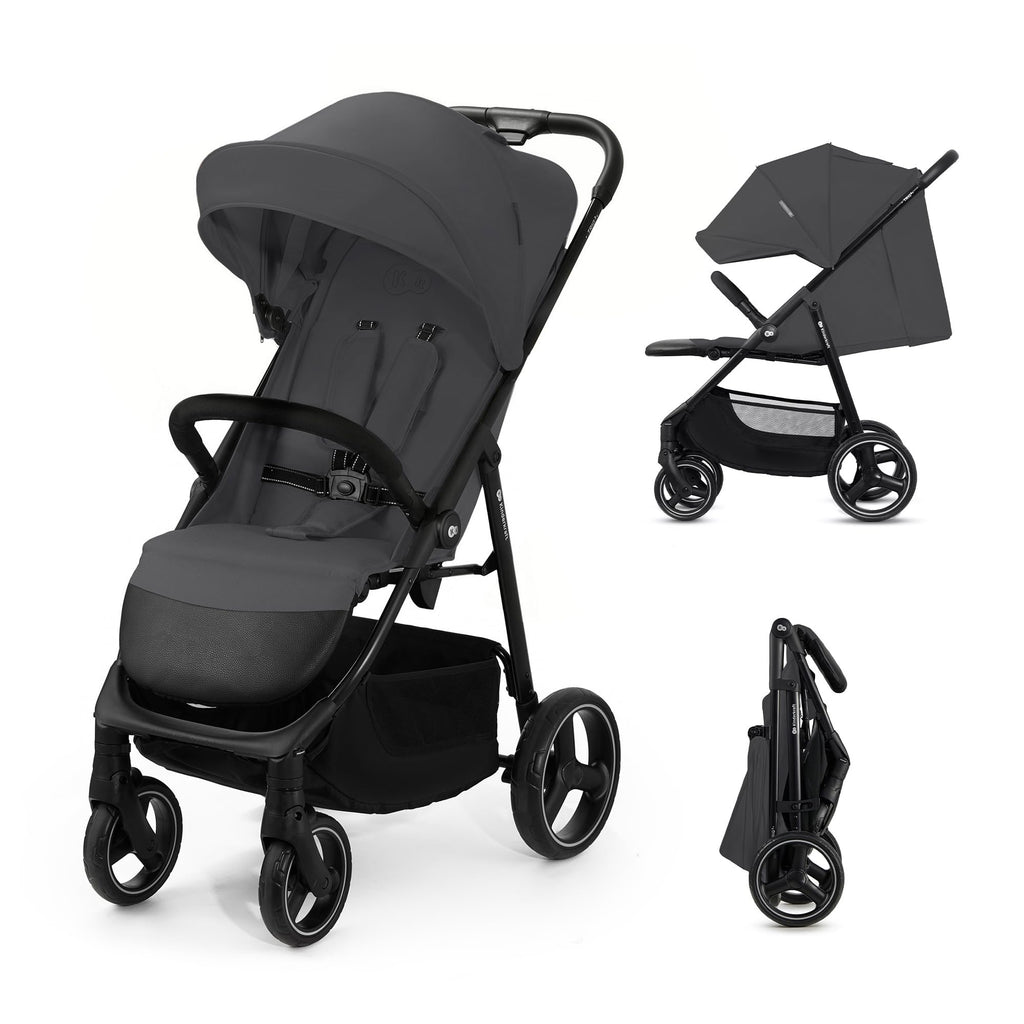 Kinderkraft TRIG 3 Kinderwagen, Kinderbuggy, Liegewagen, Sportwagen, Buggy, Zusammenklappen, Breite und tiefe Sitz, mit Liegeposition, 4 Rad Dämpfung, Große Dach, 5-Punkt-Gurt, bis zu 25 kg, Beige