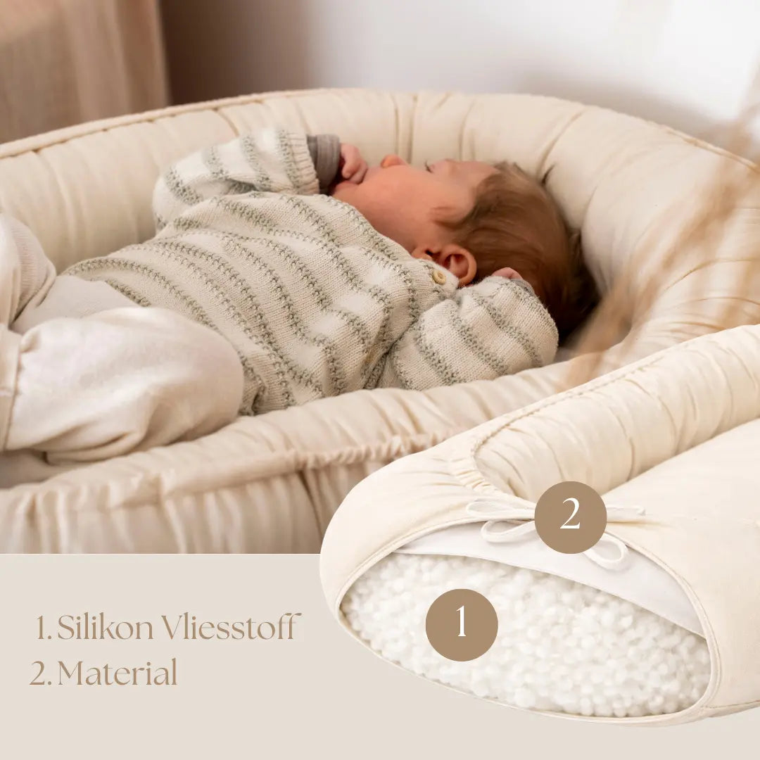 Babynest Baumwolle beige – mitwachsender Baby-Kokon