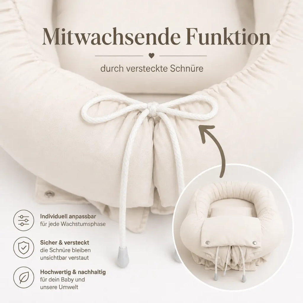 Babynest Baumwolle beige – mitwachsender Baby-Kokon