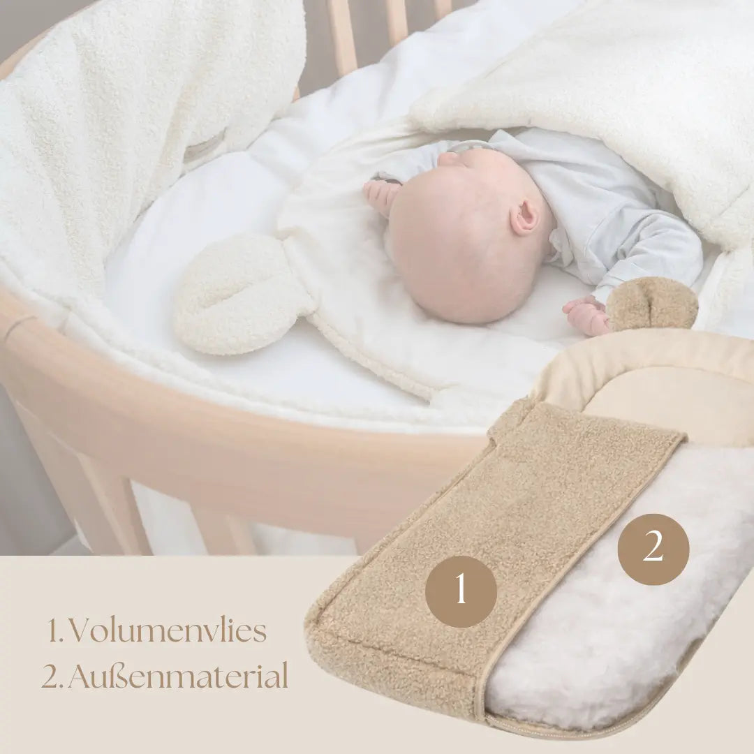 Babyschlafsack Teddyohren Bouclé - 2.5 TOG Ganzjahr