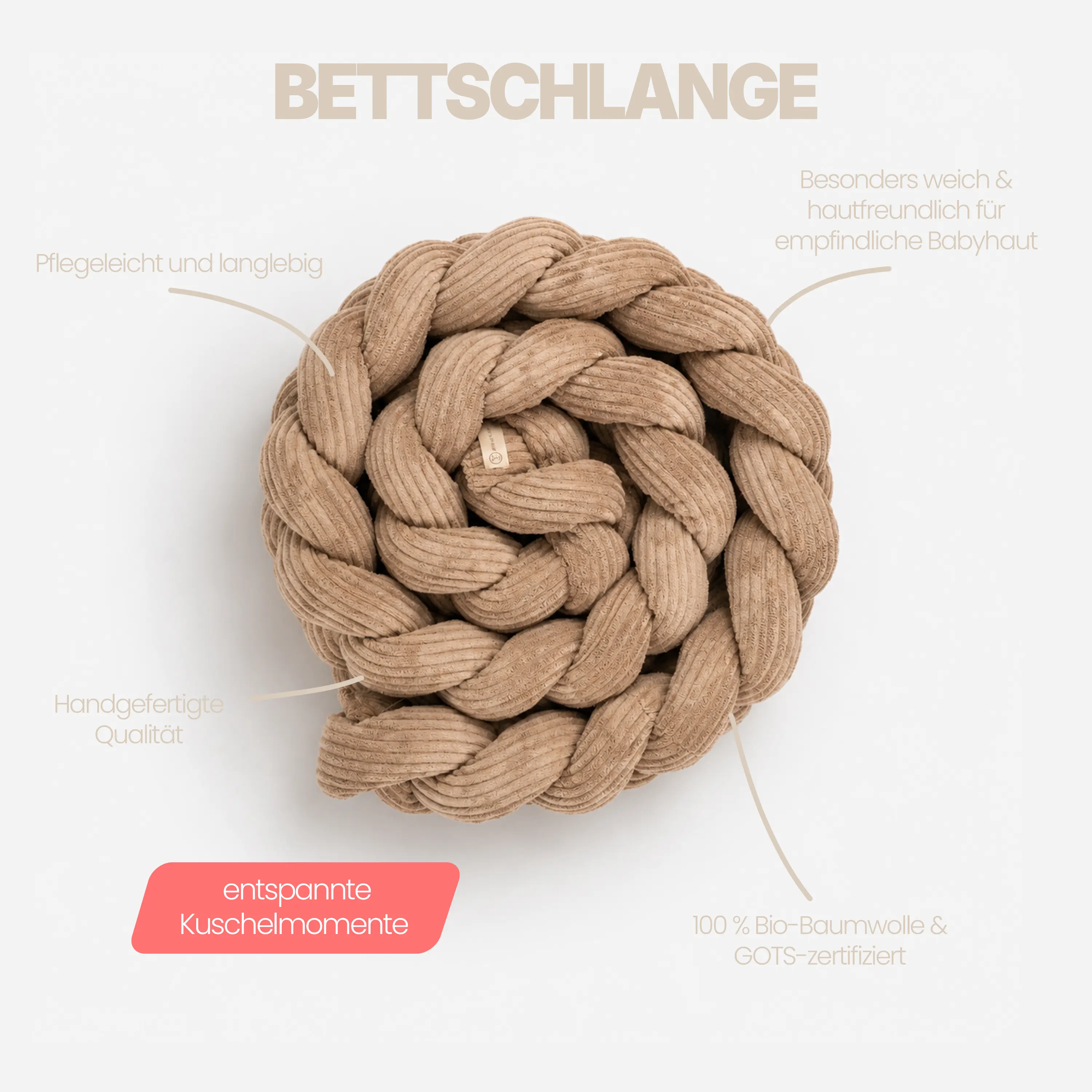 Bettschlange Cord – geflochten für Babybett