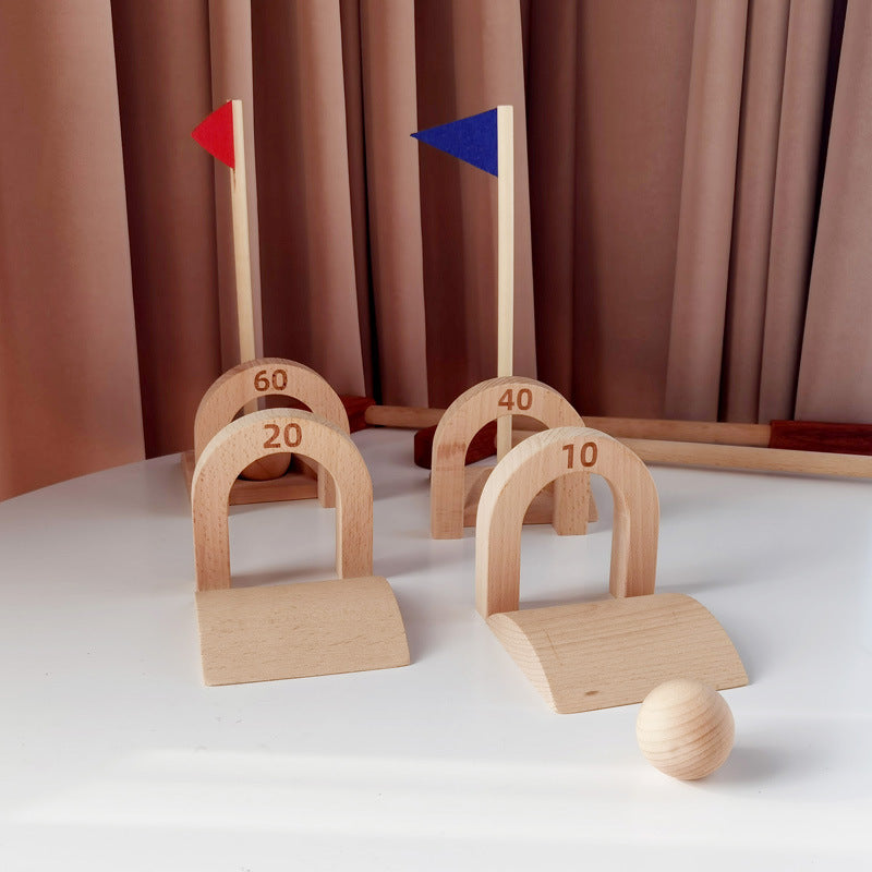 Holz-Golf Set für Kinder  – Pädagogisches Eltern-Kind-Spielzeug für Indoor & Outdoor