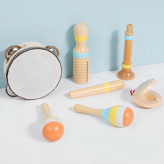 Natürliches Klangvergnügen – 6-teiliges Holz-Musikinstrumente-Set für Kinder nach Montessori-Art