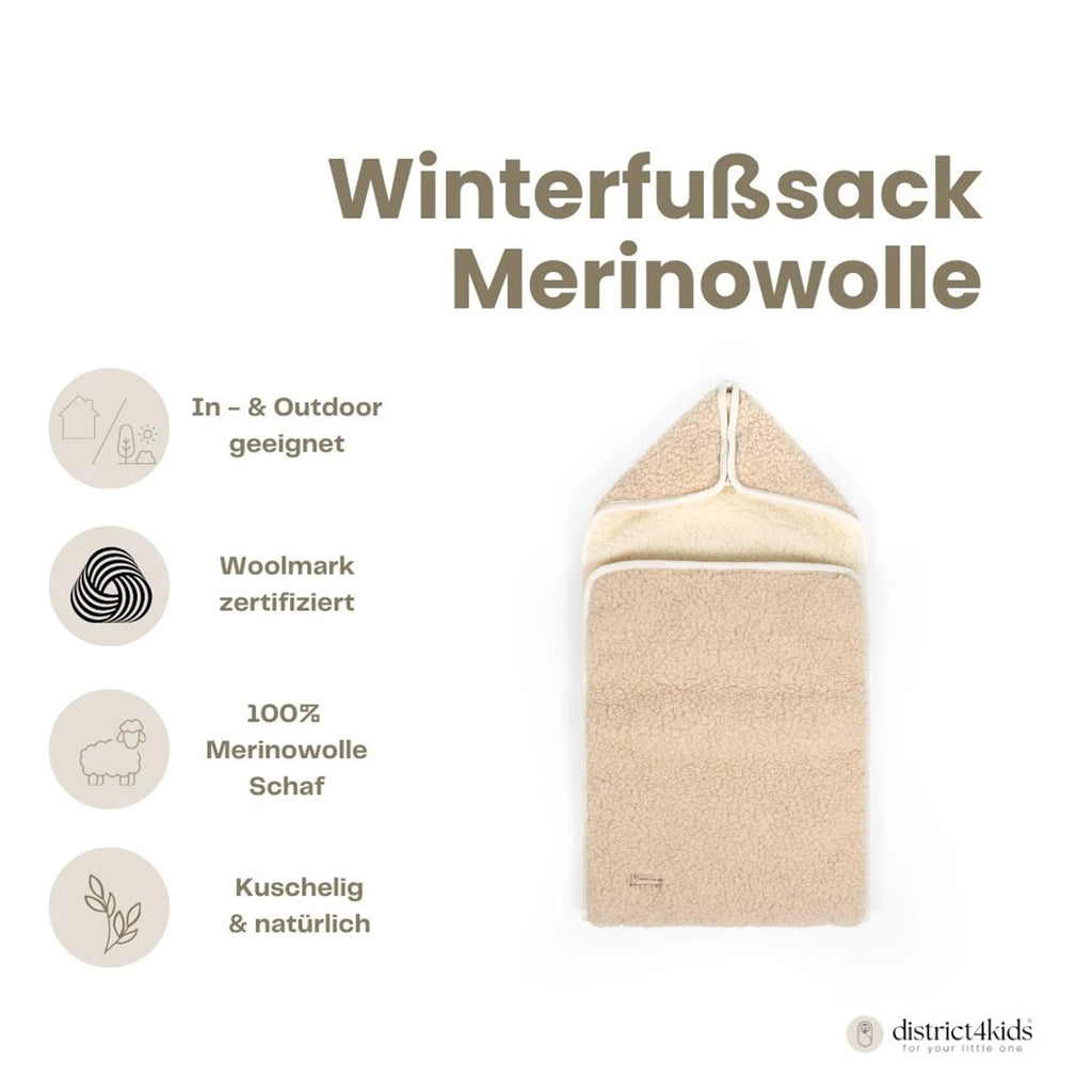 Winterfußsack Merino – natürlich warm