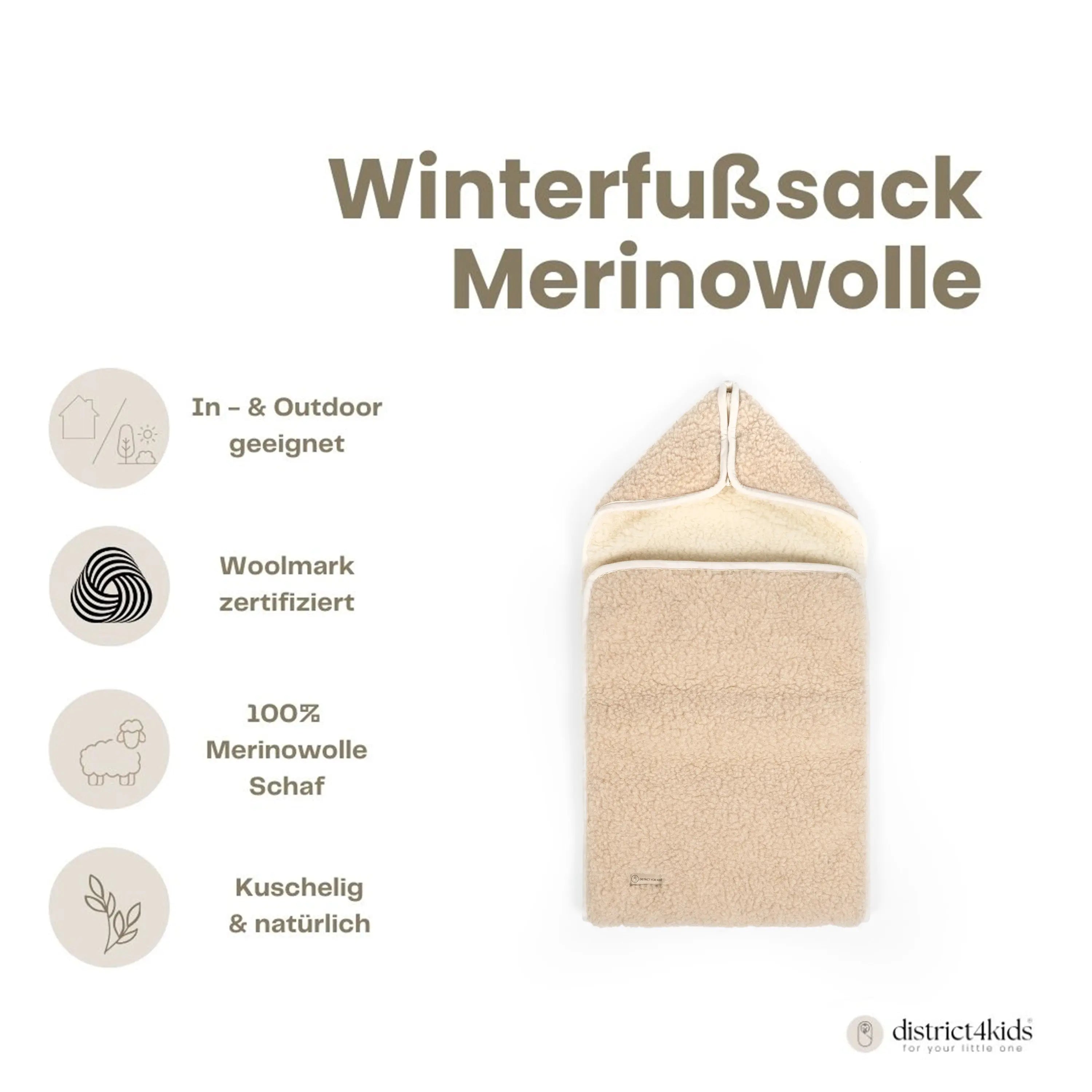 Winterfußsack Merino – natürlich warm