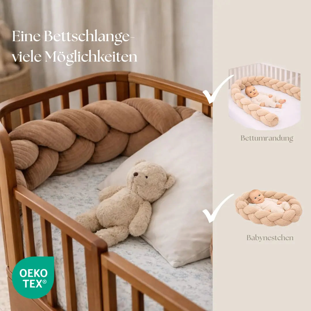 Bettschlange Musselin – luftig & geflochten
