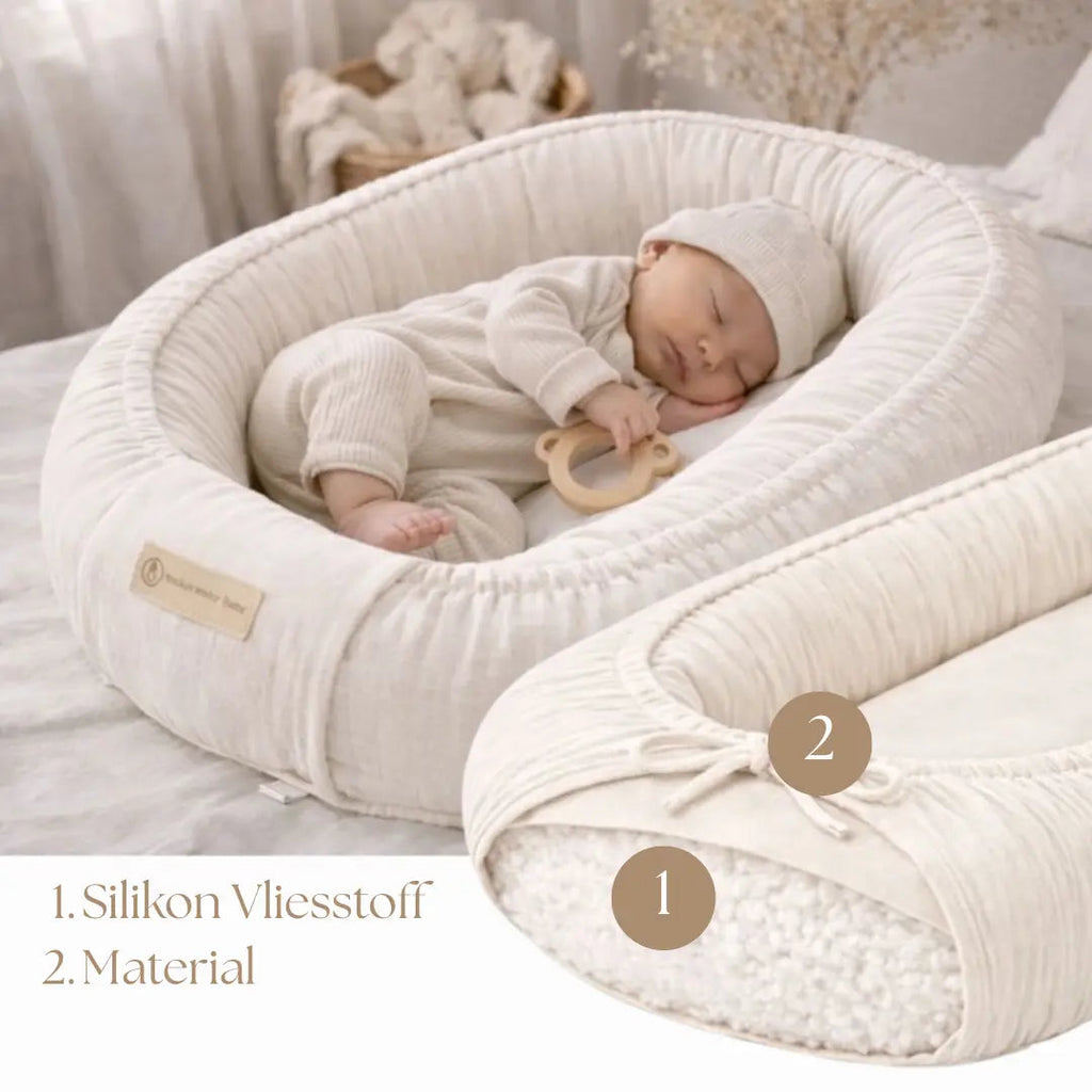 Babynest Musselin beige – atmungsaktiv & mitwachsend