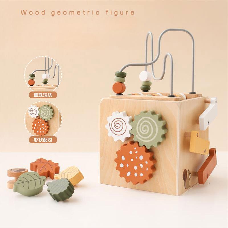 5-in-1 Montessori Aktivitätsbox aus Holz – Lernen, Sortieren & Entdecken mit Perlen und Paarspiel