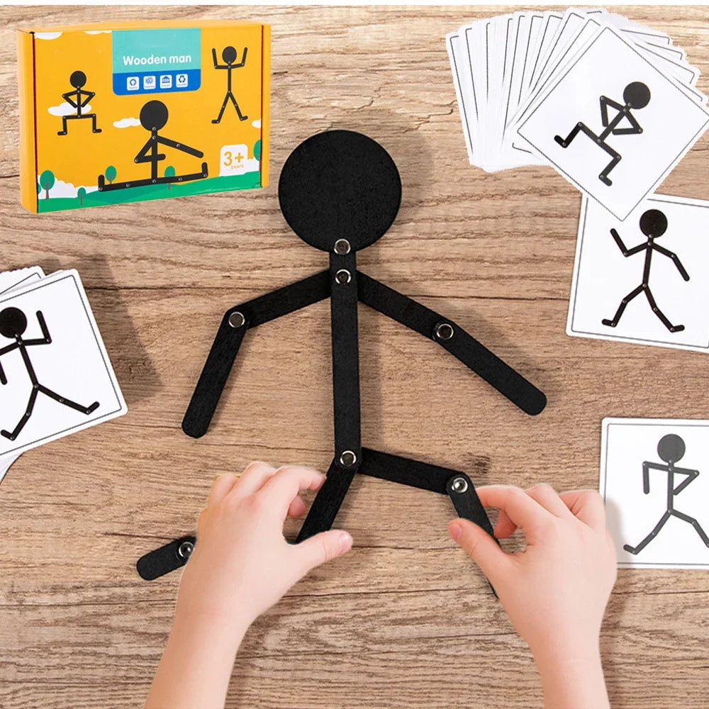 Holz Stick Männer Puzzle - Montessori DIY Board Karten -  Vorschule & Feinmotorik