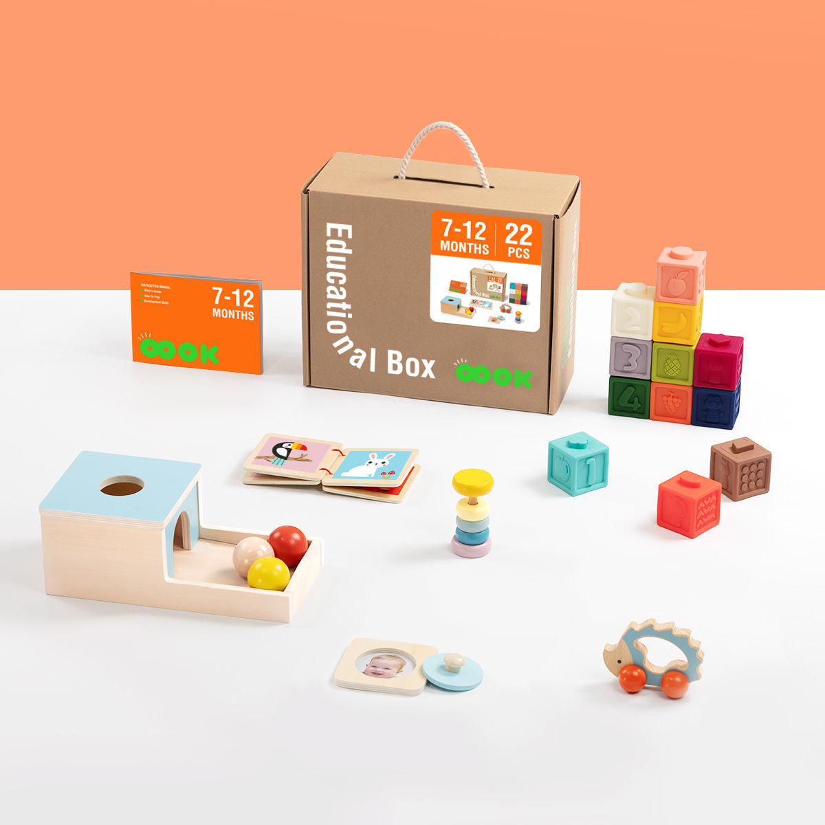 Montessori Educational Box, Babyspielzeug 7-12 Monate, 6 in 1 Lernspielzeug für Kleinkinder - Frühes Lerngeschenk
