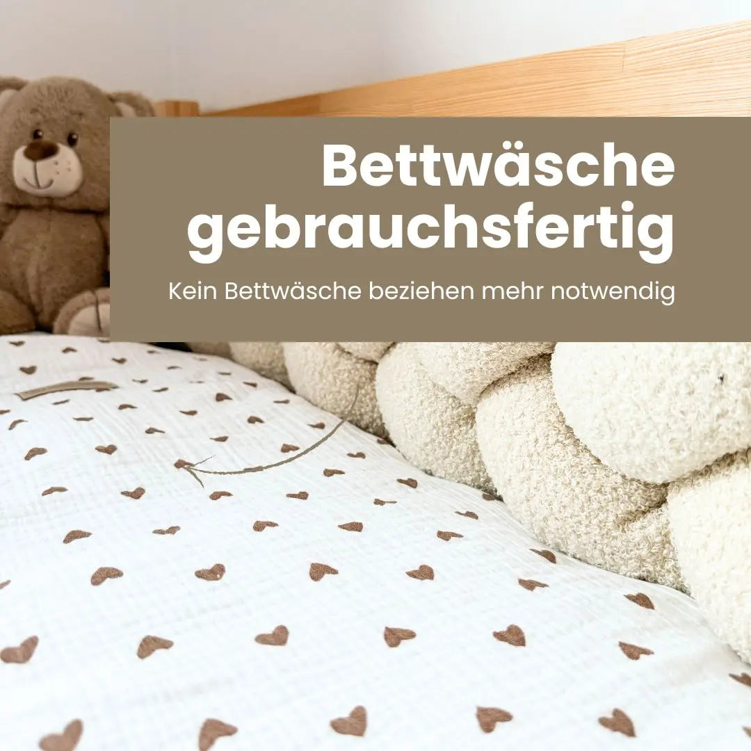 Bettwäsche Musselin Herzen – gebrauchsfertig & atmungsaktiv