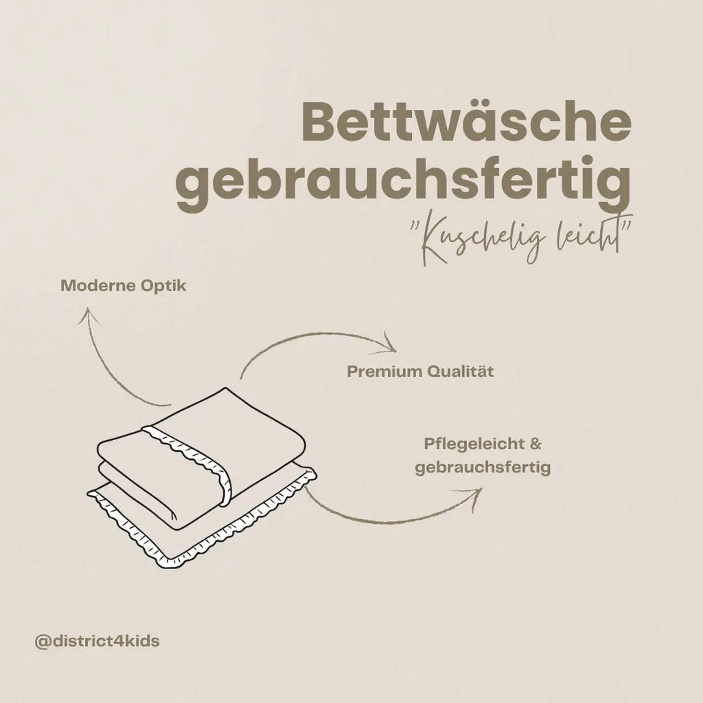 Bettwäsche Musselin Rüschen – gebrauchsfertig & atmungsaktiv