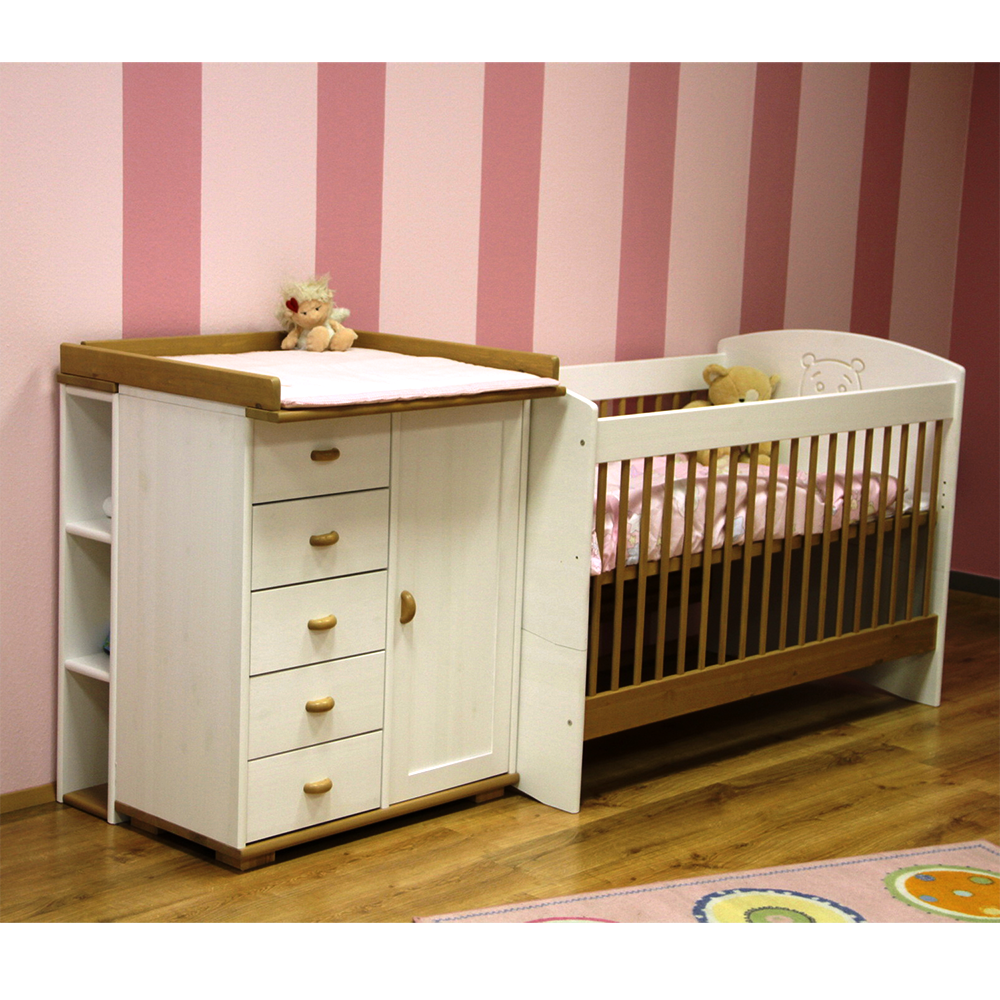 Bio Babybett 70x140cm aus Naturholz | Gitterbett aus massivem Holz | 100% Bio-Bett