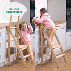 Holz Lernleiter Montessori: Hocker für Kinder - Beige