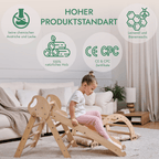 Montessori 4in1 Kletterdreieck für Babys: Pikler-Dreieck, Kletterbogen, Rutschbrett und Kissen für Kleinkinder (1–3 Jahre) - Beige