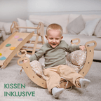 Montessori 4in1 Kletterdreieck für Babys: Pikler-Dreieck, Kletterbogen, Rutschbrett und Kissen für Kleinkinder (1–3 Jahre) - Beige