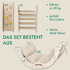 Montessori 4in1 Kletterdreieck für Babys: Pikler-Dreieck, Kletterbogen, Rutschbrett und Kissen für Kleinkinder (1–3 Jahre) - Beige
