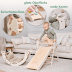 Montessori 4in1 Kletterdreieck für Babys: Pikler-Dreieck, Kletterbogen, Rutschbrett und Kissen für Kleinkinder (1–3 Jahre) - Beige