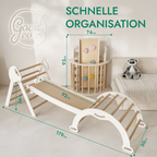 Montessori 4in1 Kletterdreieck für Babys: Pikler-Dreieck, Kletterbogen, Rutschbrett und Kissen für Kleinkinder (1–3 Jahre) - Beige