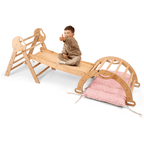 Montessori 4in1 Kletterdreieck für Babys: Pikler-Dreieck, Kletterbogen, Rutschbrett und Kissen für Kleinkinder (1–3 Jahre) - Beige