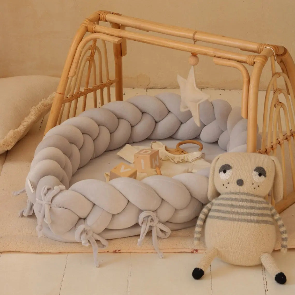 Babynest & Bettschlange 2in1 Velours – mitwachsend